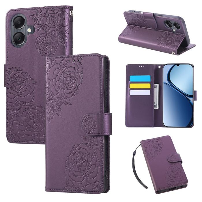 Bild 6,  Samsung Galaxy A07 Fodral Med Tryck Blommor Mörk Lila