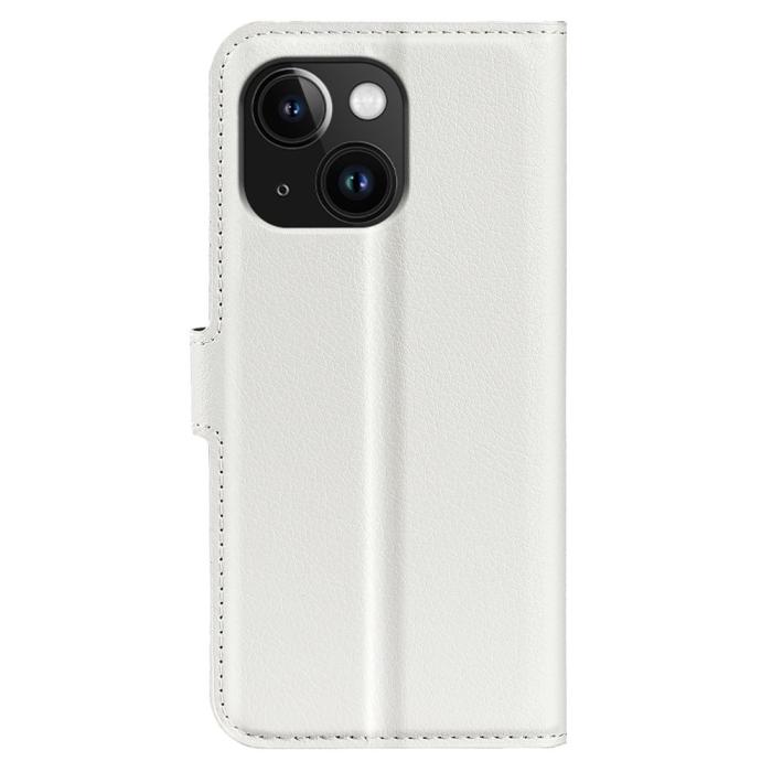 Bild 6,  iPhone 15 Plus Fodral Litchi Textur Vit