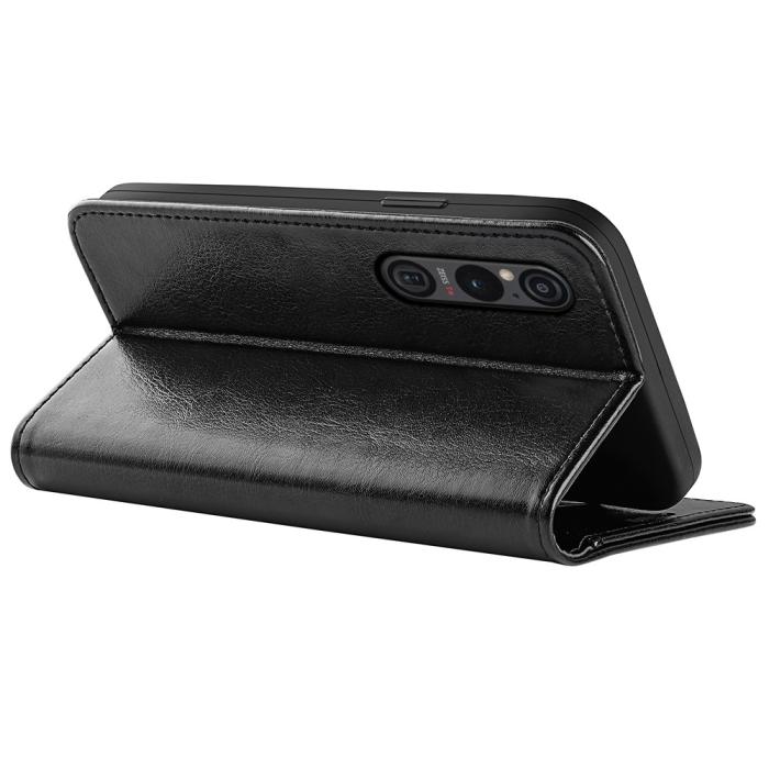 Bild 4,  Sony Xperia 1 VI Fodral Crazy Horse Läder Svart