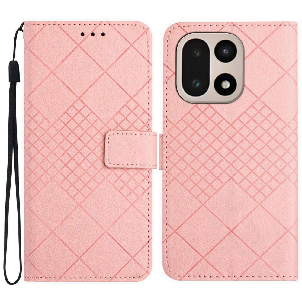  OnePlus 15 Fodral Läder Rhombus Rosa
