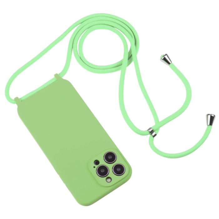 Bild 2,  iPhone 15 Pro Skal Silikon Med Snodd Matcha Green