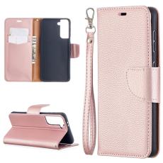  Samsung Galaxy S21 - Litchi Pl&aring;nboksfodral - Ros&eacute;guld