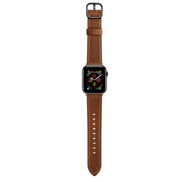 Bild 5,  Äkta Läder Armband Apple Watch 42/41/40/38 mm - Brun