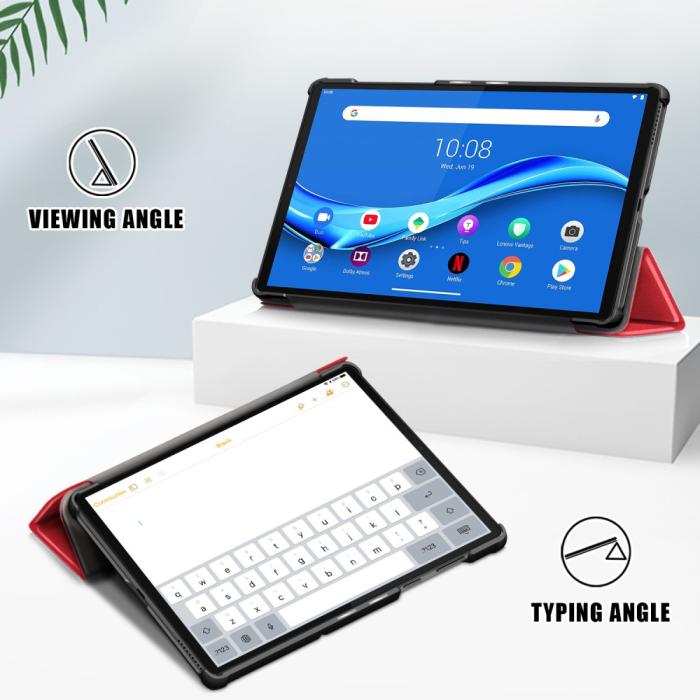 Bild 2,  Lenovo Tab M10 Plus (2nd Gen) Tri-Fold Fodral Röd