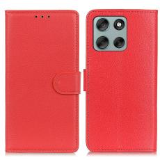  Motorola Moto G56 5G Fodral Litchi L&auml;der R&ouml;d