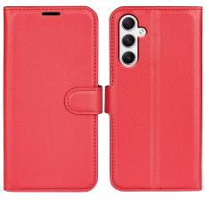  Samsung Galaxy A35 5G Fodral L&auml;der Litchi R&ouml;d