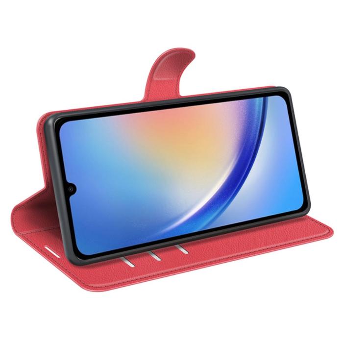 Bild 3,  Samsung Galaxy A35 5G Fodral Läder Litchi Röd