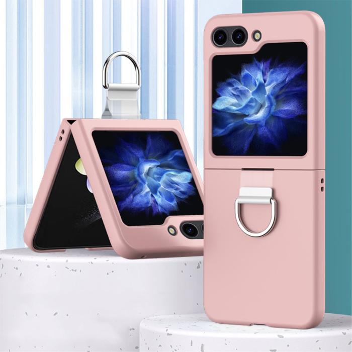 Bild 2,  Galaxy Z Flip 6 / 7 FE Skal Skin Touch Ringhållare Rosa