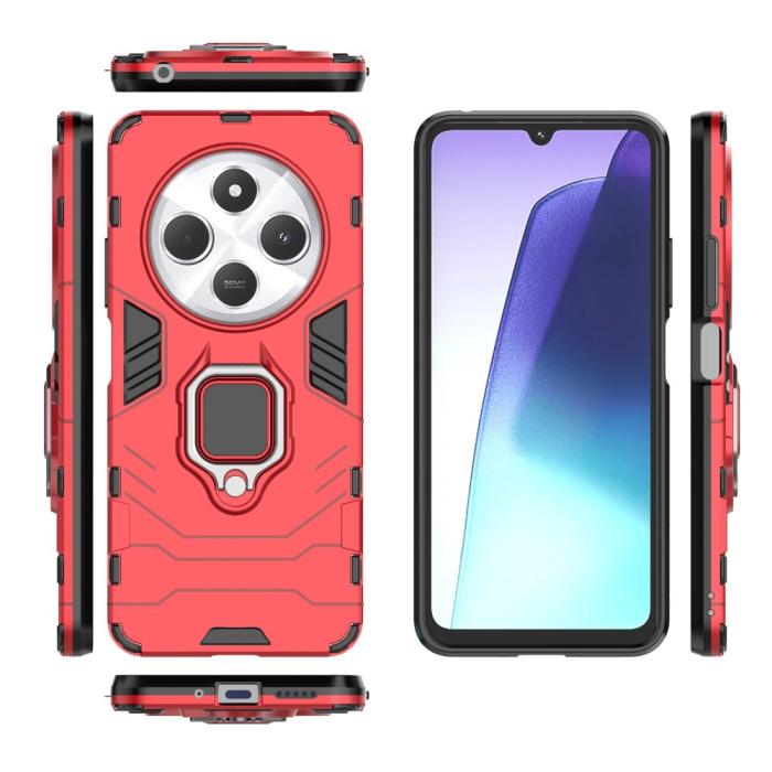 Bild 4,  Xiaomi Redmi 14C Skal Hybrid Armor Ring Röd