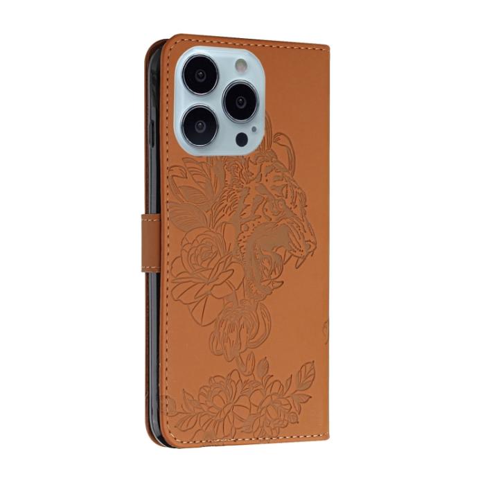 Bild 3,  iPhone 14 Pro Fodral Tiger Tryck Brun
