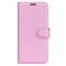  iPhone 15 Plus Fodral Litchi Textur Ljus Rosa
