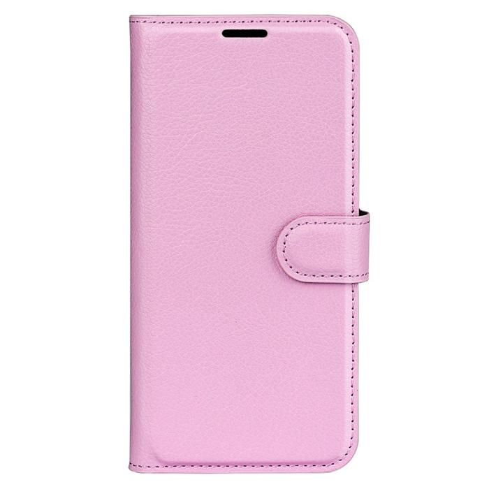 Bild 5,  iPhone 15 Plus Fodral Litchi Textur Ljus Rosa
