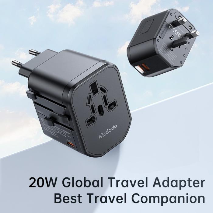 Bild 2, MCDODO Mcdodo 20W PD Reseadapter 2x USB-A 1x USB-C Svart