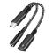  60W PD 2in1 USB-C Till USB-C/AUX-Hona Adapter Svart