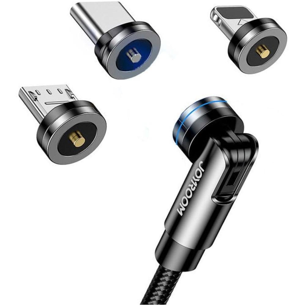 JOYROOM Joyroom 1.2m 3in1 Magnetisk USB Kabel Lightning / USB-C / MicroUSB Svart