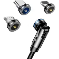 JOYROOM Joyroom 1.2m 3in1 Magnetisk USB Kabel Lightning / USB-C / MicroUSB Svart