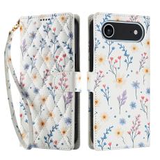  iPhone Air Fodral Rhombus L&auml;der Blommor Vit