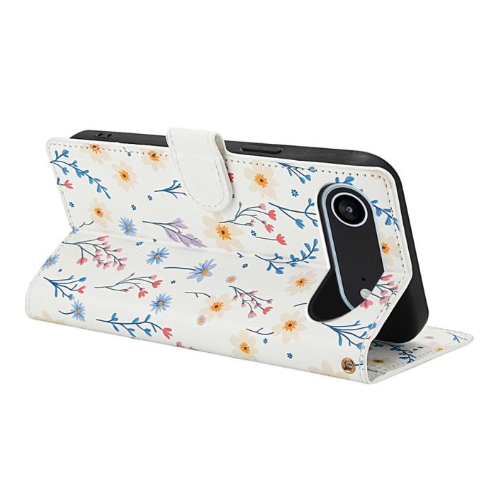 Bild 3,  iPhone Air Fodral Rhombus Läder Blommor Vit