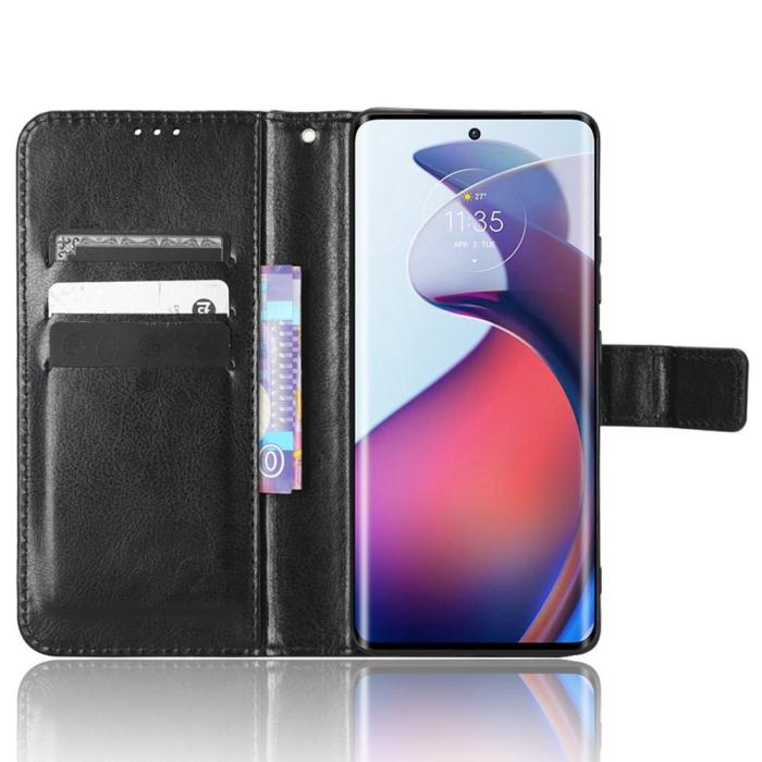 Bild 2,  Motorola Edge 30 Fusion 5G Fodral Crazy Horse Läder Svart