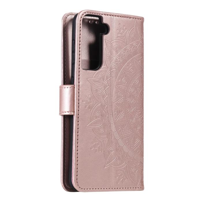 Bild 5,  Samsung Galaxy S21 - Mandala Plånboksfodral - Roséguld