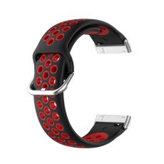  Silikon Tr&auml;ningsarmband Armband Versa 3/Fitbit Sense - Svart/R&ouml;d