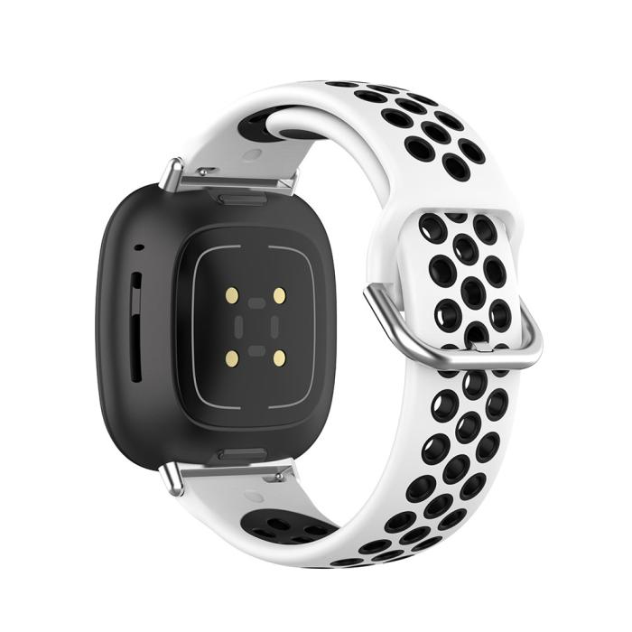 Bild 3,  Silikon Träningsarmband Armband Versa 3/Fitbit Sense - Vit/Svart