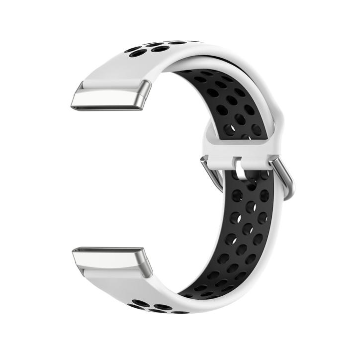 Bild 4,  Silikon Träningsarmband Armband Versa 3/Fitbit Sense - Vit/Svart