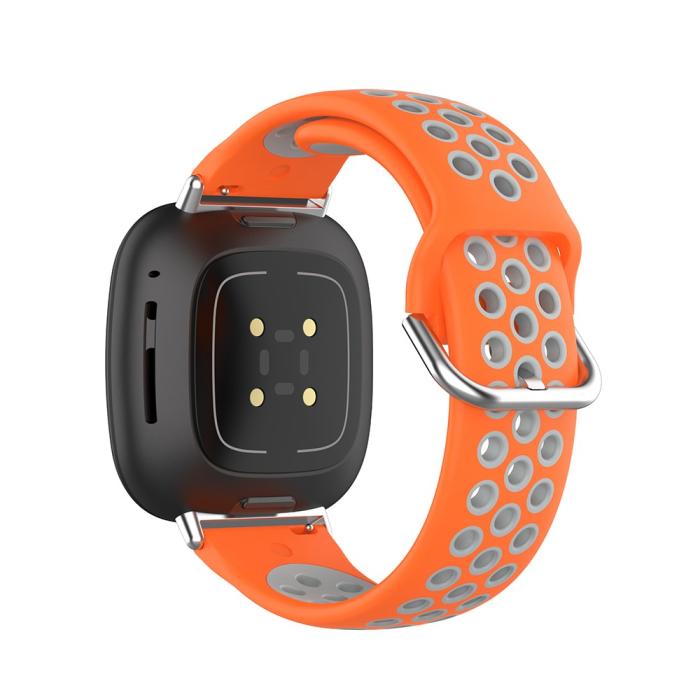 Bild 3,  Silikon Träningsarmband Armband Versa 3/Fitbit Sense - Orange/Grå