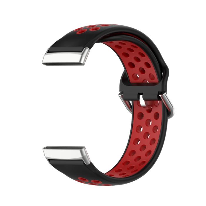 Bild 2,  Silikon Träningsarmband Armband Versa 3/Fitbit Sense - Svart/Röd