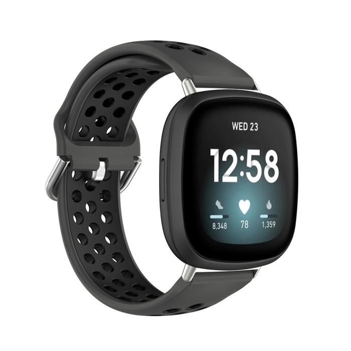 Bild 2,  Silikon Träningsarmband Armband Versa 3/Fitbit Sense - Svart