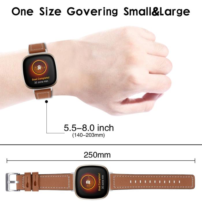 Bild 3,  Äkta Läder Armband Versa 3/Fitbit Sense - Brun