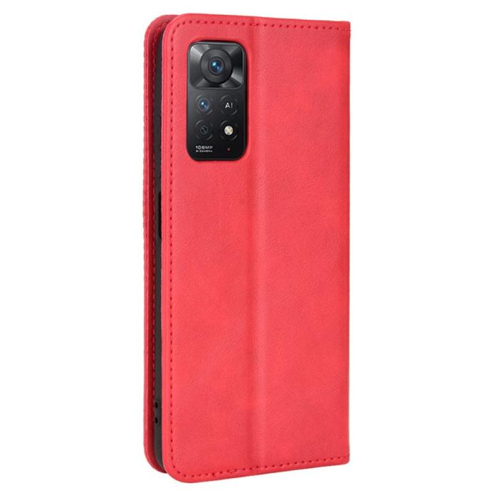 Bild 3,  Xiaomi Redmi Note 11 Pro 5G Fodral Flip Vintage Röd