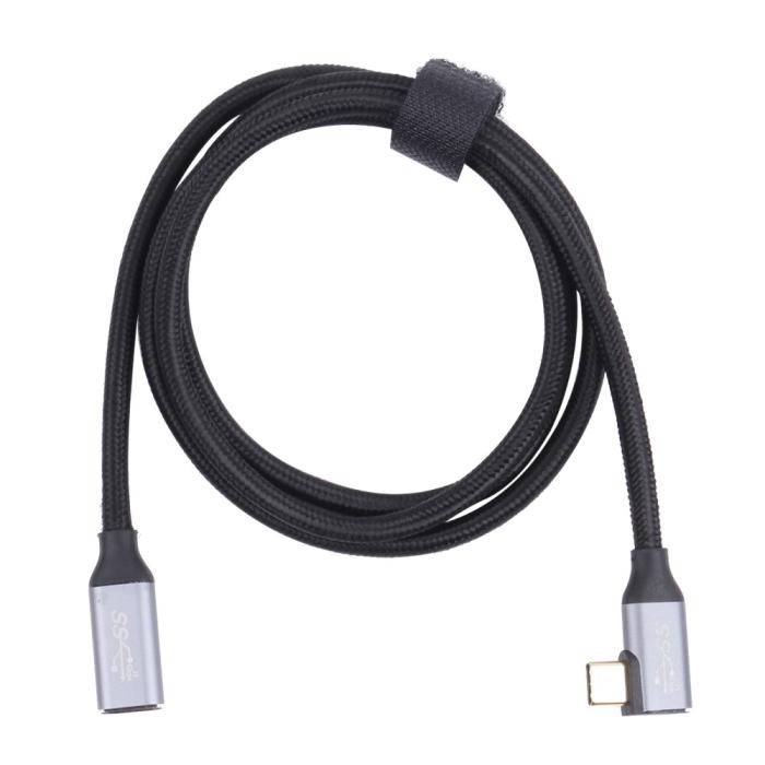 Bild 3,  1.5m USB-C Hane Elbow - USB-C Hona Adapter Kabel Svart