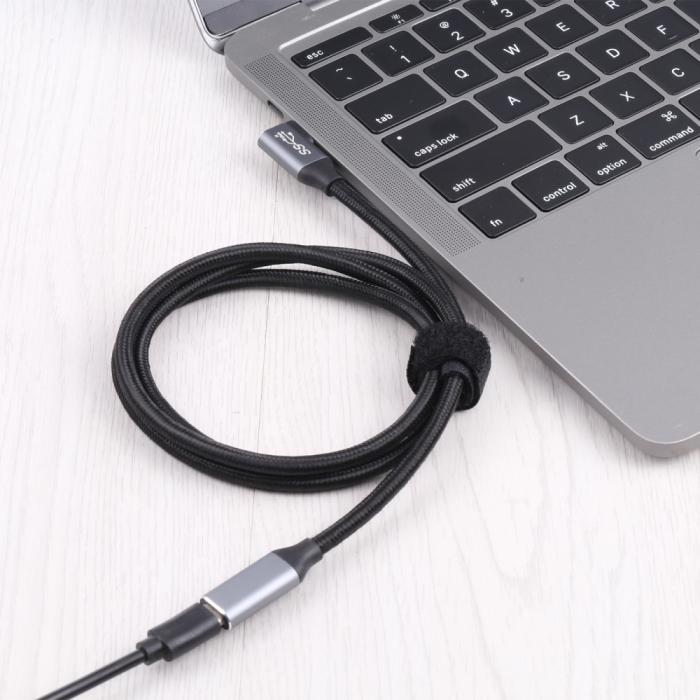 Bild 4,  1.5m USB-C Hane Elbow - USB-C Hona Adapter Kabel Svart