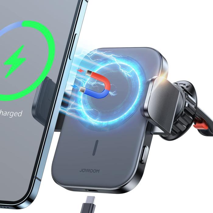 Bild 2, JOYROOM Joyroom 15W MagSafe Qi Laddare För Luftventil Svart