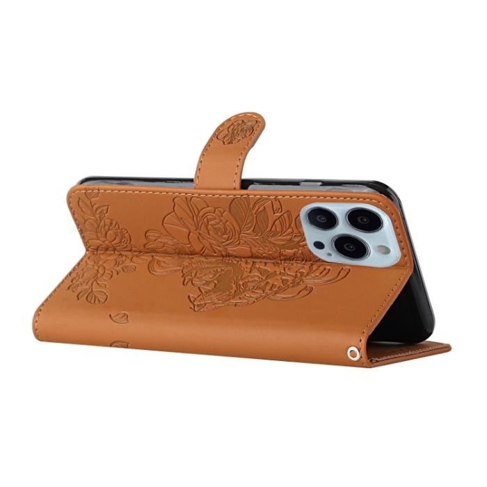 Bild 5,  iPhone 14 Pro Fodral Tiger Tryck Brun