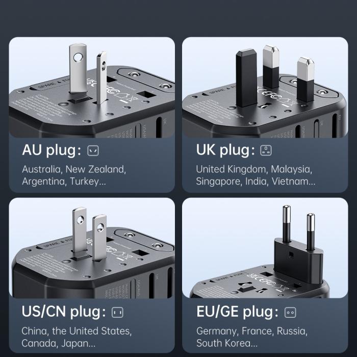 Bild 3, MCDODO Mcdodo 20W PD Reseadapter 2x USB-A 1x USB-C Svart