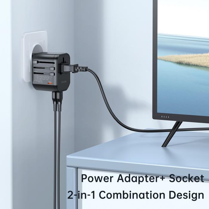 Bild 4, MCDODO Mcdodo 20W PD Reseadapter 2x USB-A 1x USB-C Svart