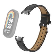  Xiaomi Smart Band 10/9/8 Armband &Auml;kta L&auml;der Litchi Svart