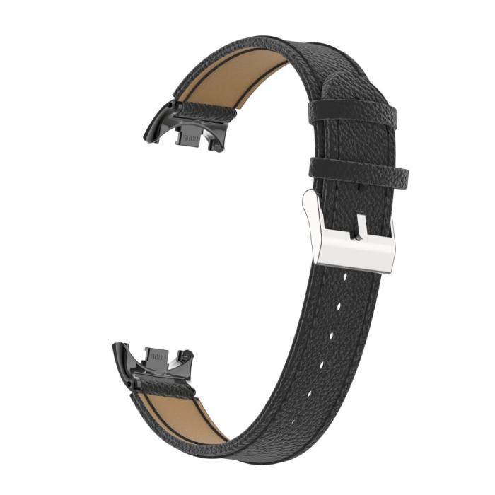 Bild 6,  Xiaomi Smart Band 10/9/8 Armband Äkta Läder Litchi Svart