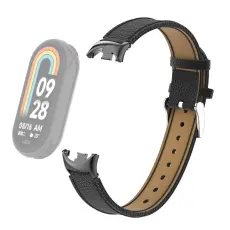  Xiaomi Smart Band 10/9/8 Armband &Auml;kta L&auml;der Litchi Svart
