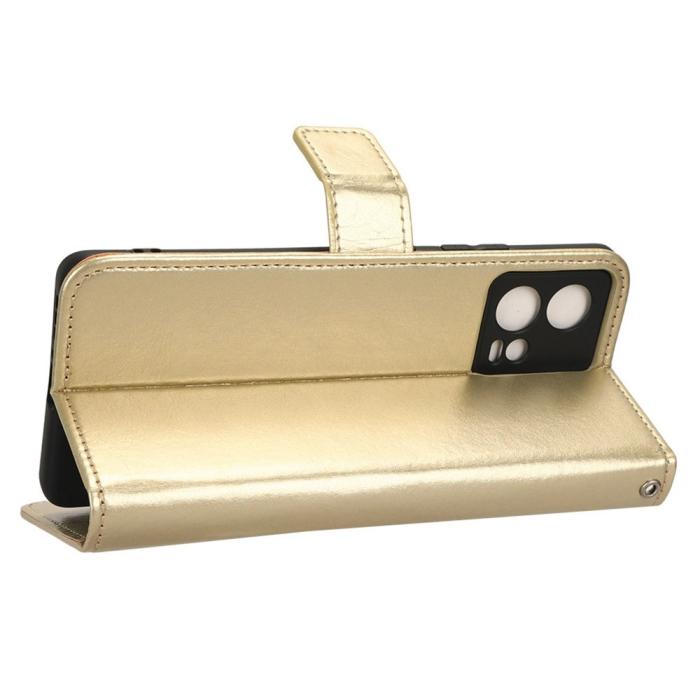 Bild 3,  Motorola Edge 30 Fusion 5G Fodral Crazy Horse Läder Guld