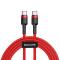 BASEUS BASEUS 60W 2m Type-C PD Flätad Nylon Kabel - Röd