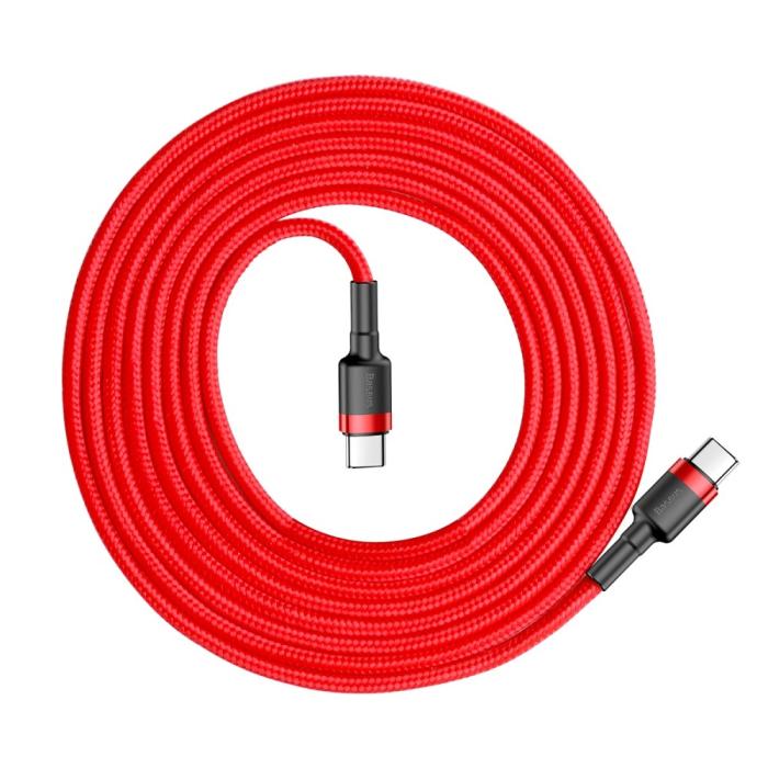 Bild 2, BASEUS BASEUS 60W 2m Type-C PD Flätad Nylon Kabel - Röd