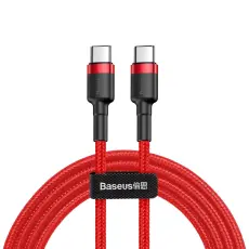 BASEUS BASEUS 60W 2m Type-C PD Fl&auml;tad Nylon Kabel - R&ouml;d