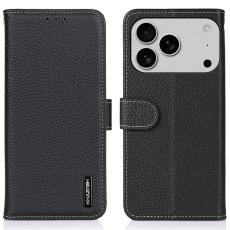 KHAZNEH KHAZNEH iPhone 17 Pro Fodral &Auml;kta L&auml;der Svart