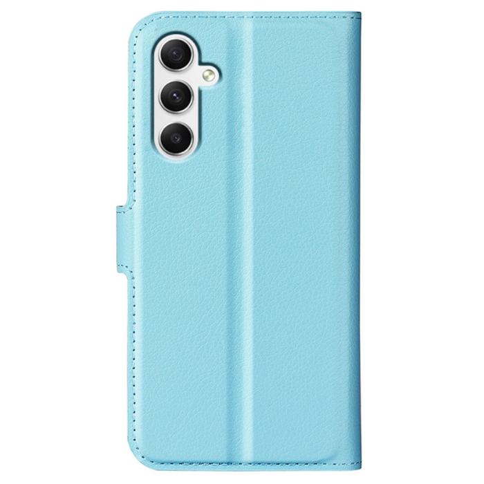 Bild 6,  Samsung Galaxy A35 5G Fodral Läder Litchi Ljus Blå