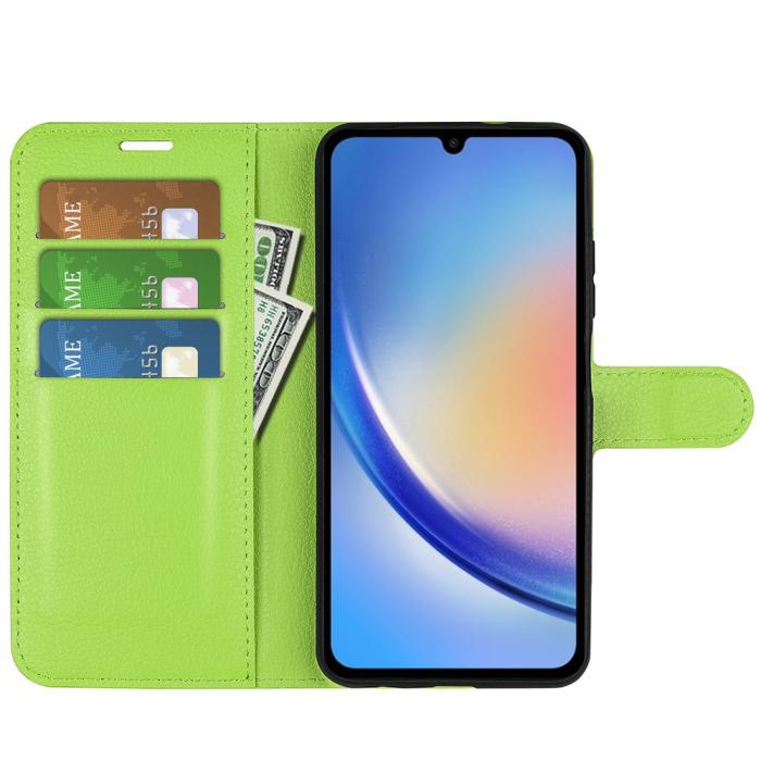 Bild 2,  Samsung Galaxy A35 5G Fodral Läder Litchi Grön