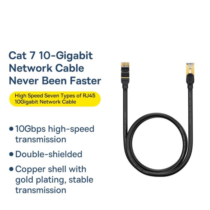Bild 5, BASEUS Baseus 2m Cat7 RJ45 Nätverkskabel Svart