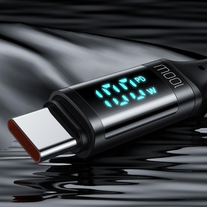 Bild 3, MCDODO Mcdodo 1.2m 100W USB-C - USB-C LED Snabbladdning Svart